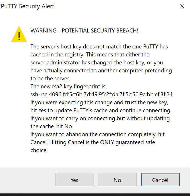 The message expected from Putty post-hostkey refresh.