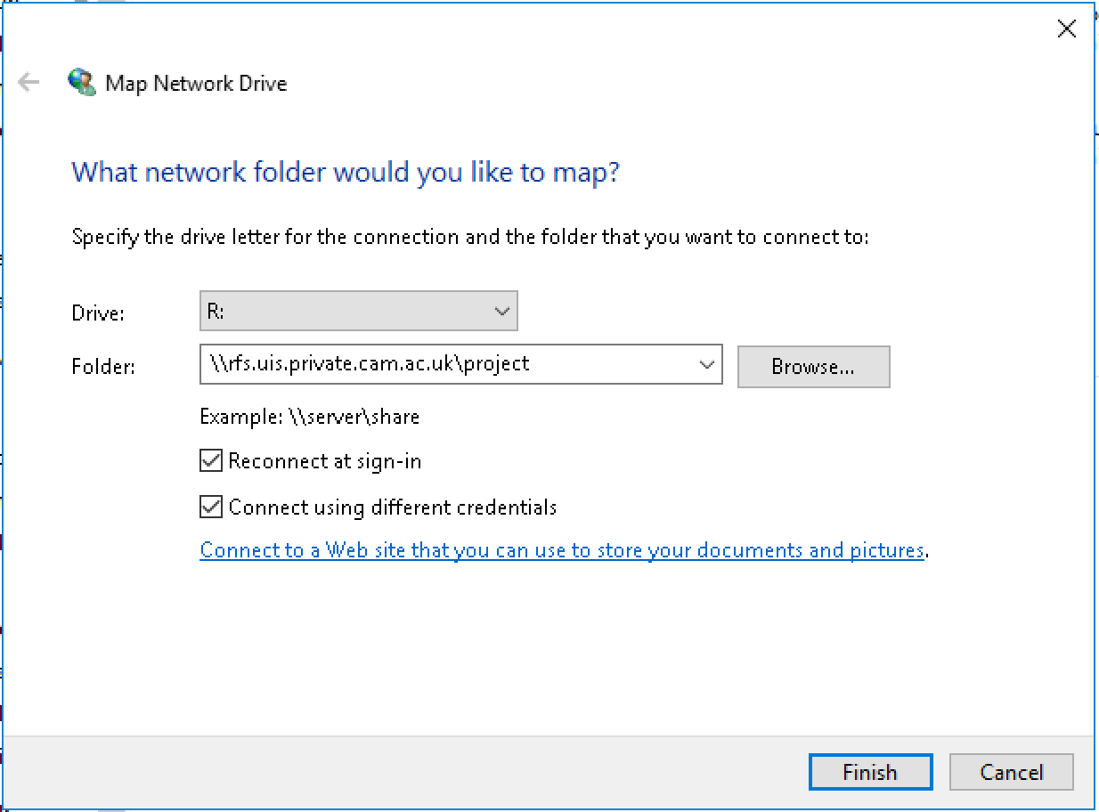 Map Network Drive wizard